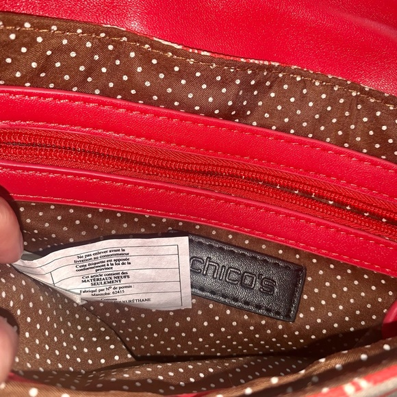 Chicos red and white patterned clutch bag - Picture 6 of 9